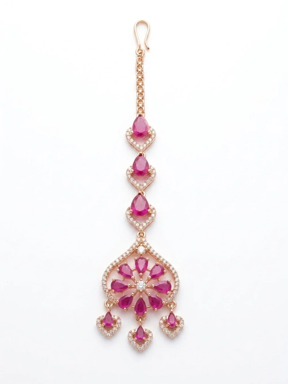 Pink and Gold Maang Tikka Headpiece